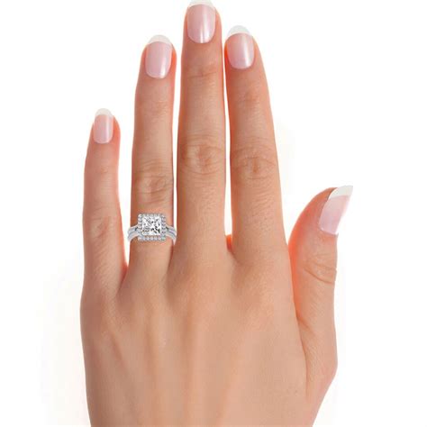 285 Ct Princess Cut Diamond Double Line Halo Set Wedding Etsy
