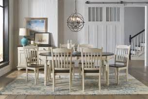 This table top is hand made from multiple 1 1/2 individual strips fused together to make a unique combination. British Isles Chalk 76" Extendable Oval Dining Room Set ...