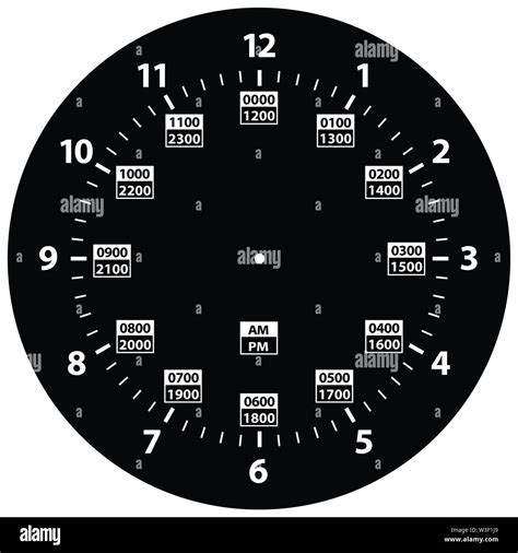 24 Hour Military Time And Standard Time Combo Clock Black Template