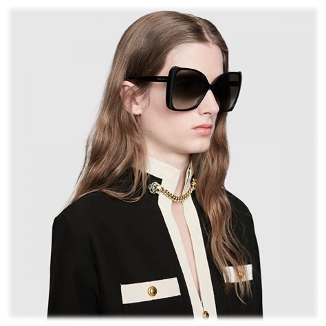 gucci oversize square frame sunglasses black acetate gucci eyewear avvenice
