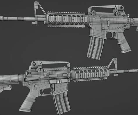 Artstation M4 Carbine Rifle 14 Attachments Pack Game Assets