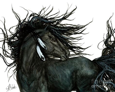 Majestic Friesian Stallion Par Amylyn Bihrle Horse Painting Horse
