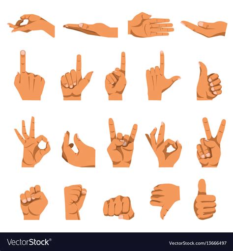 Hand And Finger Gestures Flat Isolated Royalty Free Vector