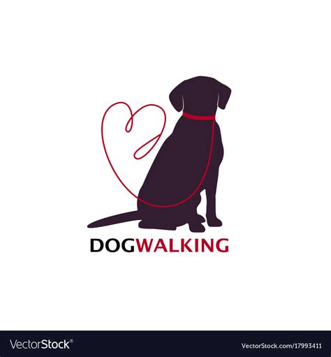 Dog Walking Logo Template With Sitting Royalty Free Vector