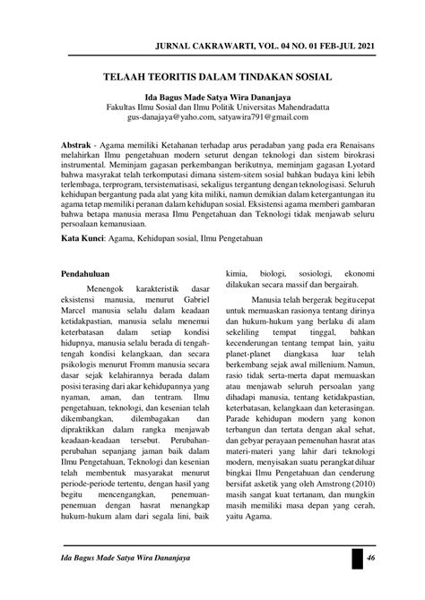 PDF Telaah Teoritis Dalam Tindakan Sosial