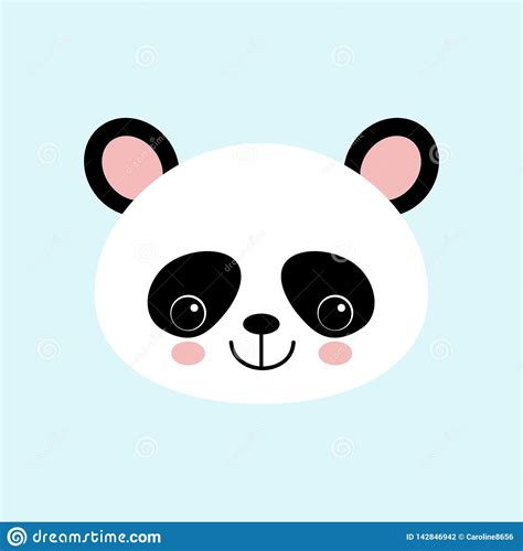 Cute Panda Face Vector Iconon Blue Background Royalty Free Stock Image