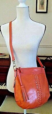 Tignanello Leather Tangerine Crossbody Shoulder Handbag EBay