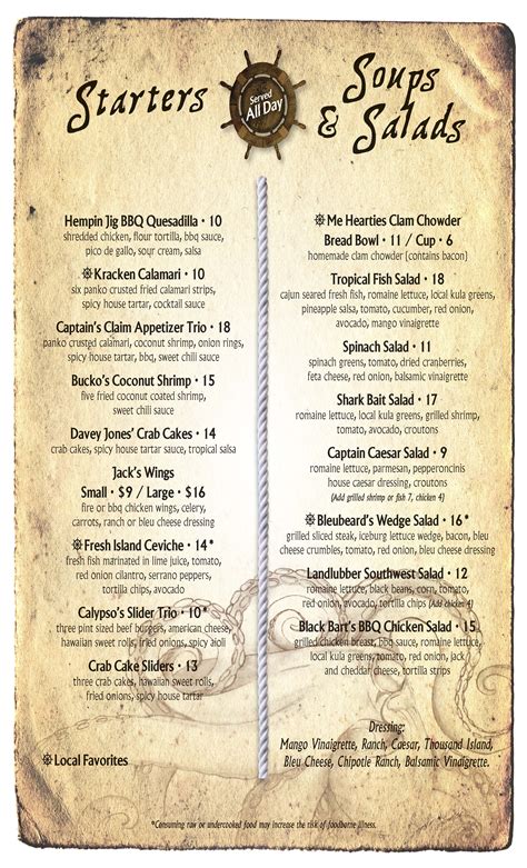 Capt. Jack's Menu - MENU Magazine