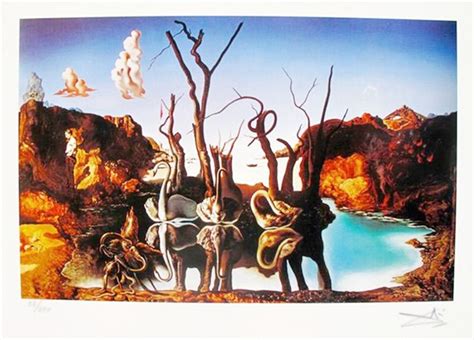 Salvador Dali Swans Reflecting Elephants Facsimile Signed And Numbered Giclee