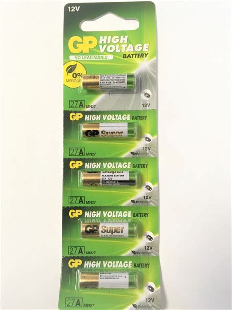 Gp27a 5 Pack 12v 27ah Remote Control Alkaline Battery