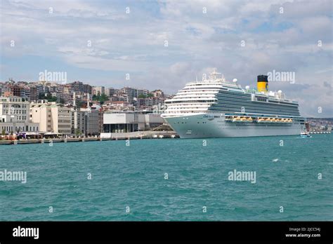 Large Cruise Ship Costa Venezia Berthed At Galataport Istanbul Turkey