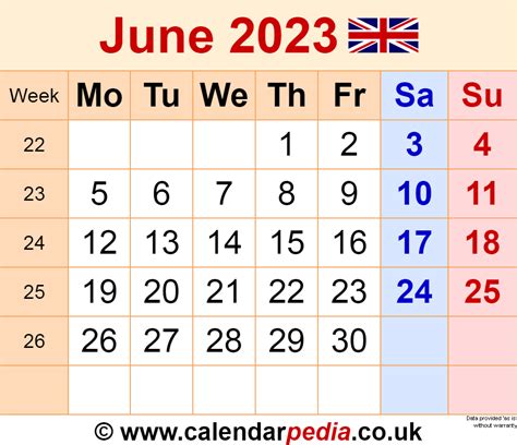 Blank Calendar June 2023 Printable Word Searches
