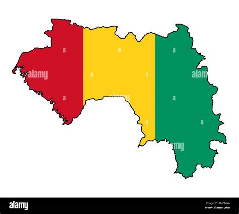 Guinea contorno silueta bandera mapa de un país en Africe sobre un