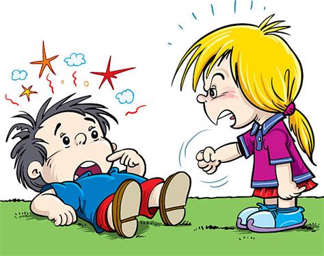 Children Fighting Cartoon