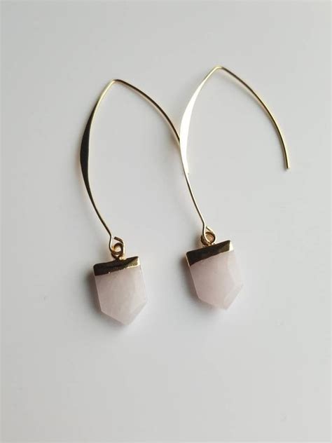 Rose Gold Everything Elle Brands Rose Quartz Drop Earrings Best Etsy