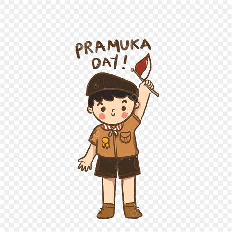 Cute Little Boy Pramuka Day Cartoon Indonesian Days Indonesia