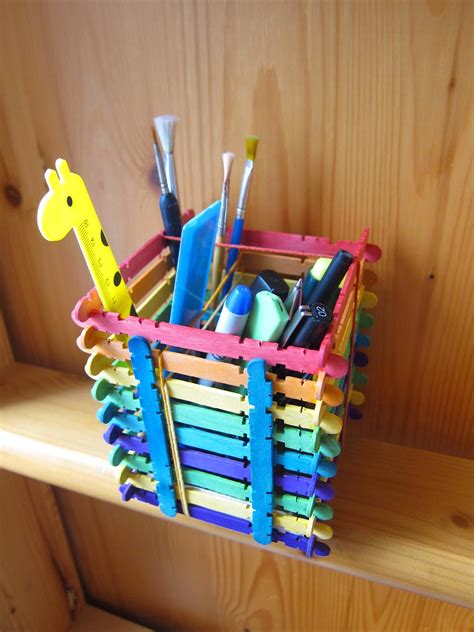 Shine Kids Crafts Rainbow Popsicle Sticks Pen Holder