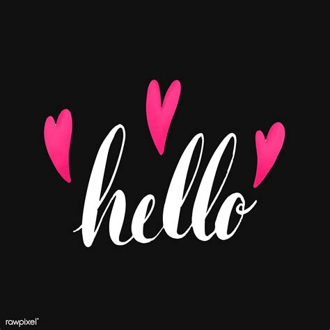 The Word Hello Typography Decorated With Hearts Vector Free Image By