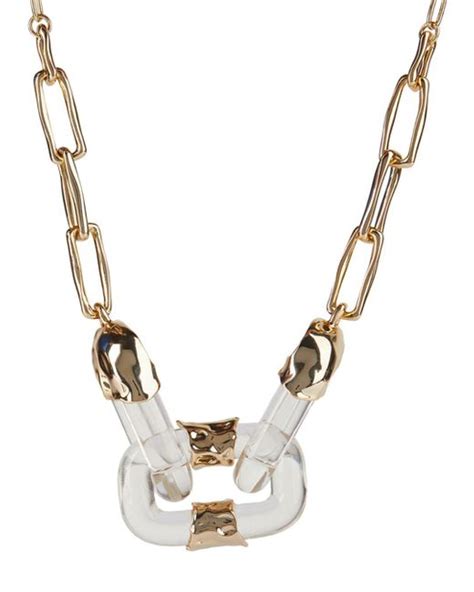 Alexis Bittar Lucite And Crumpled Chain Link Statement Necklace In Gold