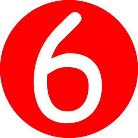 Red Roundedwith Number 6 Clip Art At Vector Clip Art