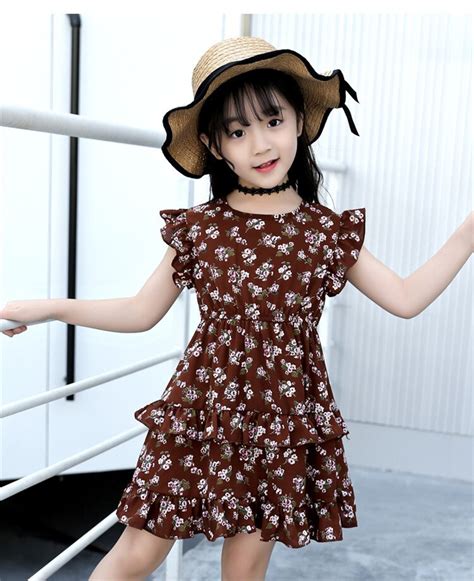 Girls Summer Dress 2018 New Korean Childrens Fashion Floral Dress