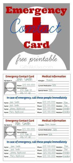 Jan 24, 2019 · 10 printable recipe cards that belong in your recipe box emily racette parulski updated: Emergency Contact Card | Free Printable | Gifts We Use ...