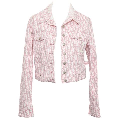 John Galliano For Christian Dior Pink Trotter Logo Denim Jacket At