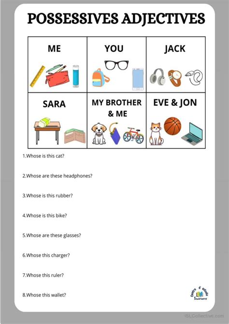 Whose This Possessive Adjectives Ge English ESL Worksheets Pdf Doc