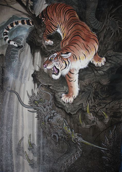Dragon Vs Tiger Chinese Demon Chinese Tiger Chinese Art Ancient