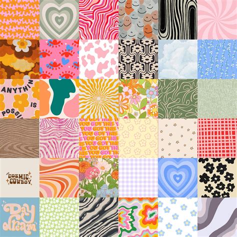 Indie Pattern wall collage kit trendy aesthetic art | Etsy