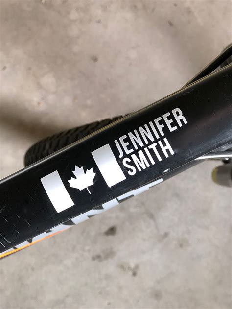 Bike Name Decal Custom Sticker With Canada Flag Bicycle Etsy