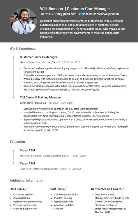 Customer Service Manager Resume Example Manager Resume Job Resume