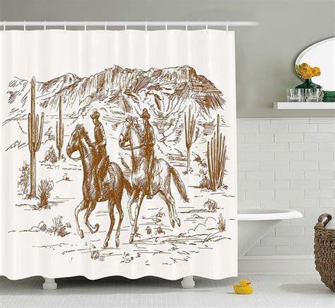 Western bath decor western decor for the bathroom western shower curtains and hooks. Western Shower Curtain Country Theme Hand Drawn ...