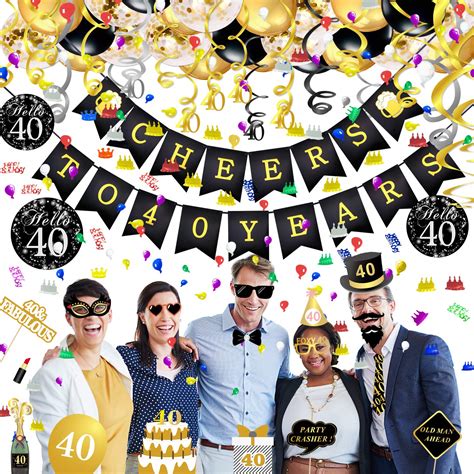 Buy Konsait 40th Birthday Decorations Kit Cheers To 40 Years Banner