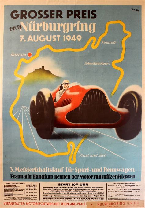 R Kaster Original Vintage Sports Car Racing Poster For The 1949
