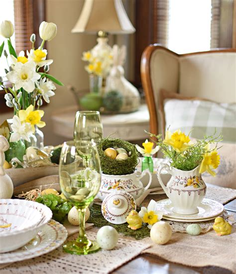 Easter table decorations combine not only a rich variety of dishes, but also a skillful selection of colors and materials which will help you to create the atmosphere of the holiday. Decorating For Easter With Vintage and Thrifted Treasures | Easter table, Vintage dishes, Decor