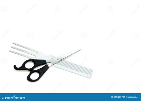 Scissors And Comb On White Background Stock Image Image Of Cutter