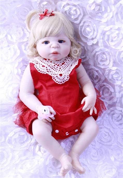 Bebe girl reborn 57cm Blonde curly hair full silicone ...