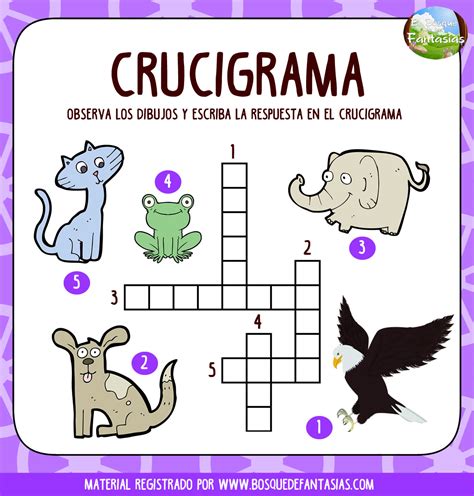 Cuadernillo De Crucigramas De Animales Para Primaria