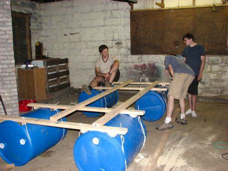 This is my first try before i start to put motors on them. Oil barrel, Pontoon boats and Barrels on Pinterest