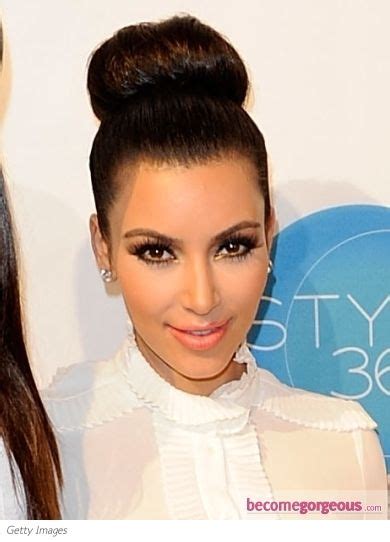 Pictures Kim Kardashian Kim Kardashian High Bun Updo Maquillage Kim