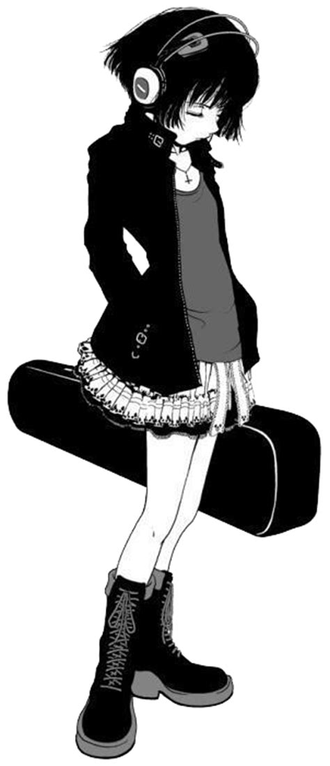 Emo Black And White Girl Anime Render By Nurulnasuha On Deviantart