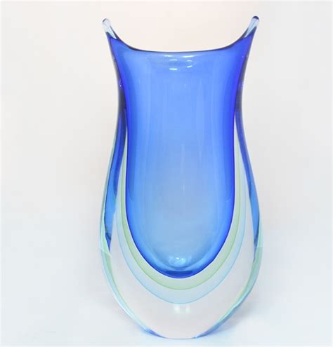 Blue Green And Cyan Murano Glass Sommerso Vase Murano Glass Murano