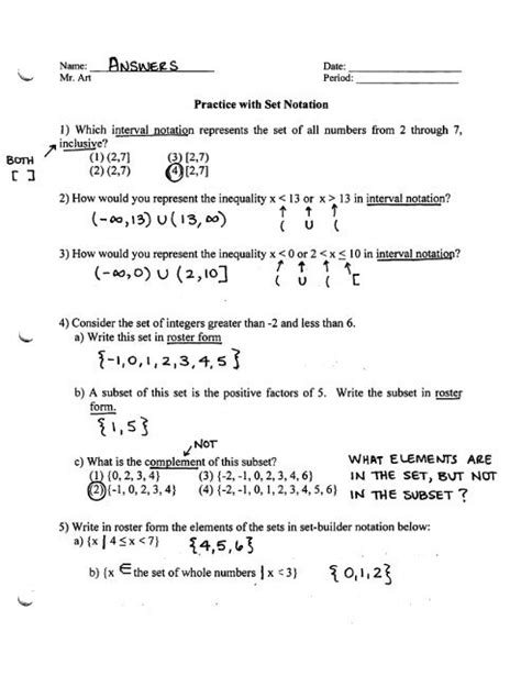 Practice With Set Notation