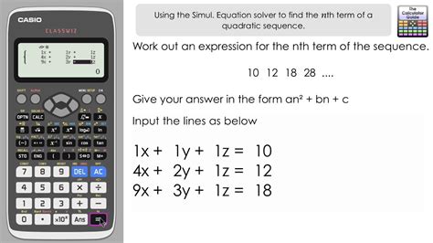 Find Nth Term Of A Quadratic Sequence Using A Classwiz Calculator