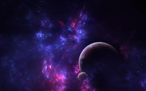 Galaxy Purple Blue Planet Moon 3d Space Wallpapers
