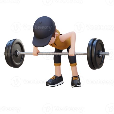 3d sportsman character sculpting back muscles with bent over row workout 26469310 png