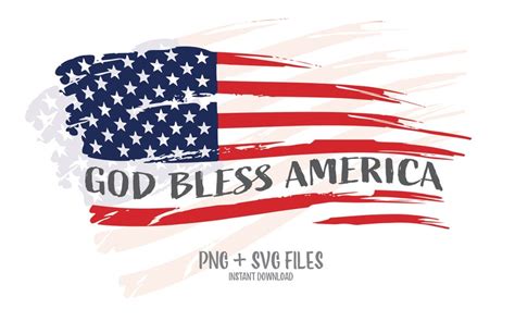 God Bless America Patriotic Usa Flag Svg Cut File Etsy