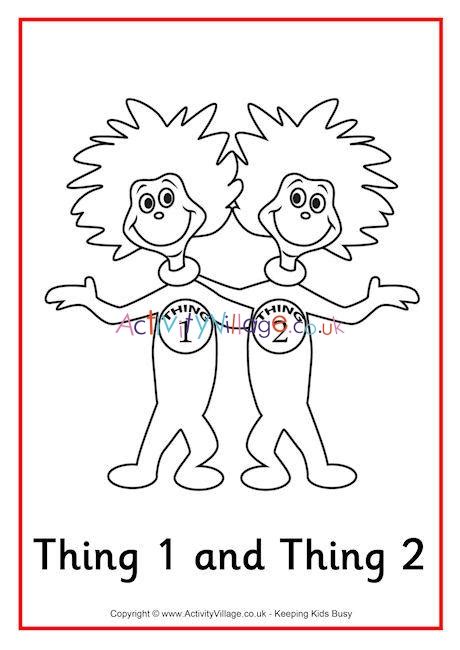 Thing 1 And Thing 2 Colouring Page