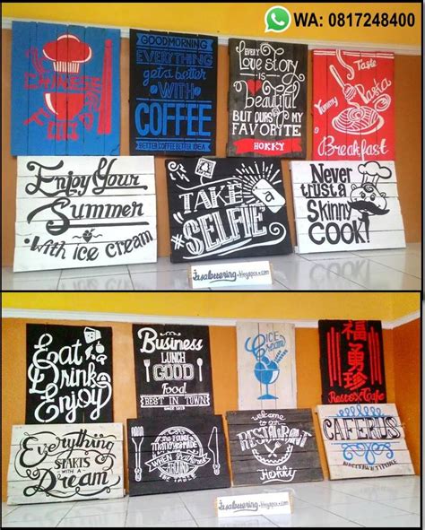 Tren 'hand lettering' tengah naik daun. Pesanan 15 buah Lettering pada bidang kayu palette untuk ...